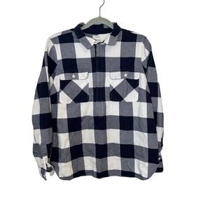 J. Crew Factory Flannel Shirt Jacket Navy M